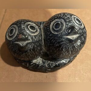 Canada Carved Soapstone Baby Owls Figurine Sculpture A Wolf Original